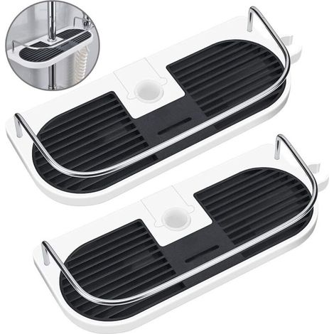 2PCS No Drilling Shower Shelf for Shower Rail - Bathroom Organizer Holder for Shampoo, Fits 19mm - 25mm Rail (32125.5cm)