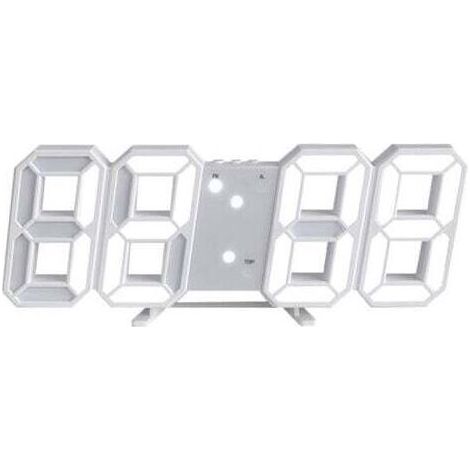 Horloge Murale Digitale LED 3D 12/24 Heure Temperature Date Affichage Temps Mémoire Fonction Snooze Veilleuse Luminosité Regolabile (1/4)