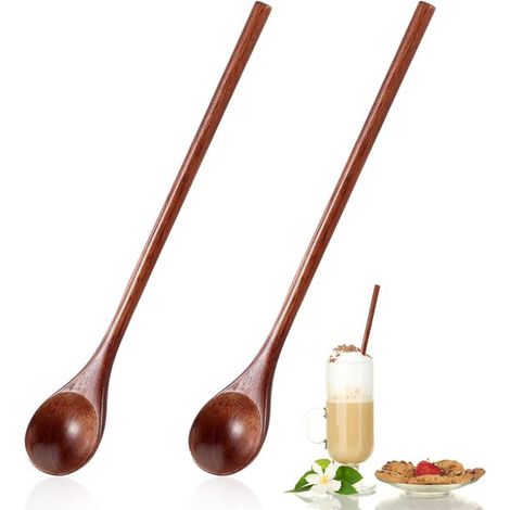 2 lange Holzlöffel 20 cm Holzlöffel Langer Holzlöffel Langer Honiglöffel Holzlöffel Lange Kaffeelöffel für Kaffee Honig Tee Suppen Kochen (1/5)