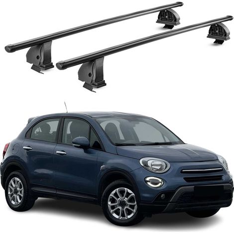 OMAC Stahl Dachträger Querträger Fiat 500 X 2015-2026 – TÜV / DIN 75302:2019 – Abschließbar – Max. 75 kg – 2 Stangen – Schwarz (1/5)