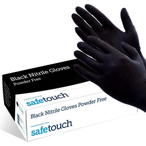 Gants en nitrile Just Health  Sans poudre, sans latex, ambidextres, jetables, souples et durables  Usage polyvalent  Gants en nitrile noirs  100 unités - L (1/5)