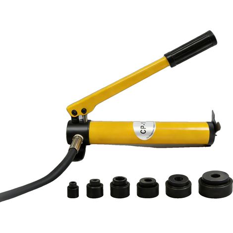 Juego de punzonadoras hidráulicas, tonelaje de 8 T, capacidad de perforación de 3 mm en hierro dulce, capacidad de perforación de 1,2 mm en acero inoxidable, diámetro de la matriz de 22 a 60 mm, peso (1/5)