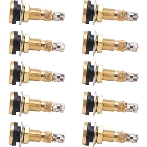 Lot de 10 valves de pneu tubeless en laiton TR618A pour tracteur, diamètre de trou de valve : 1 7/8 po (47,6 mm) (1/5)