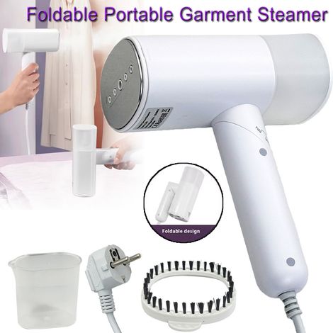 Fer à repasser de 1000 W avec poignée pliable, fonction repassage 2 en 1 et semelle en acier inoxydable, idéal pour les voyages d'affaires et l'entretien des vêtements.