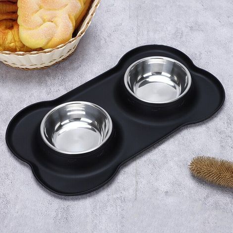 Non-slip stainless steel pet bowl (black) (1/5)