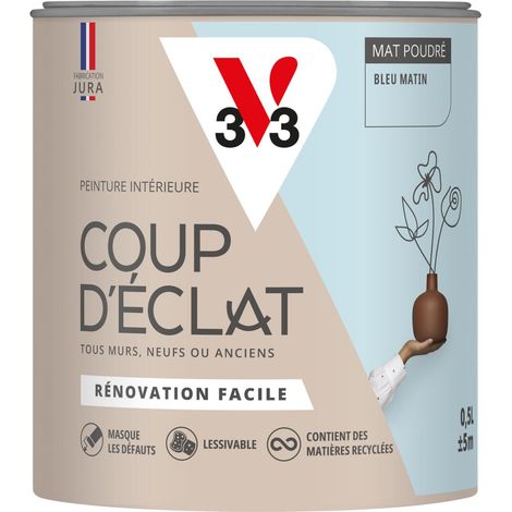 Peinture murale intérieure Coup d'Éclat® V33 Bleu matin Mat Poudré 0,5L (1/4)