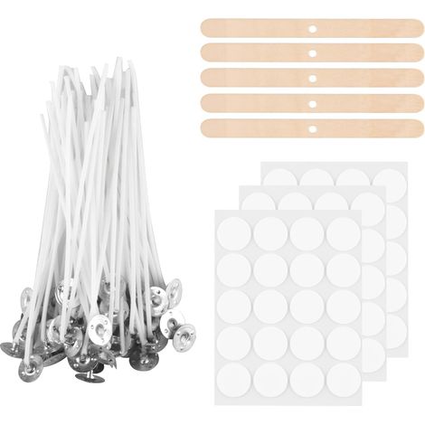 100 mèche Bougie 20 cm Naturelles Support Bois Cire Bougie (1/5)