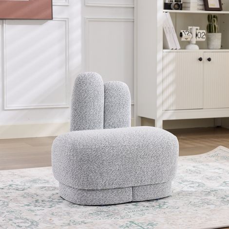 Hasen-Pouf mit Ohren, 54 x 41,5 x 54 cm, Stoff, antikweiß-grau HAVRYA (1/5)