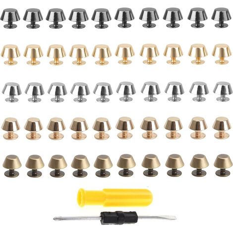 50pcs 8mm Handbag Feet, Bag Feet, Handbag Rivets, Leather Rivets, Leather Bag Feet, with 1 Screwdriver, for DIY Bags, Tapered, 5 Colors (1/5)