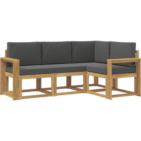 Conjunto de sofás de exterior 4 uds. 4 plaza Blanco y Antracita vidaXL (1/5)