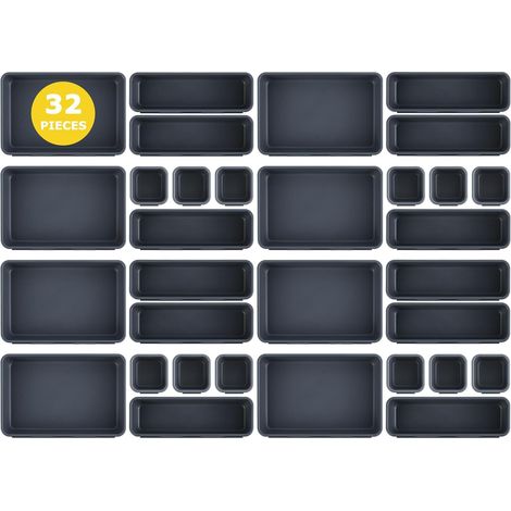 32 Boîtes De Rangement, 3 Tailles, Design Antidérapant, Organisateur Tiroir, Pour Cuisine Salle De Bain Bureau