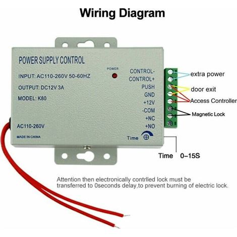 VURAHOME - AC 110-240V à DC12v 3A 36w Alimentation Power Supply Control pour Système de Contrôle d'accès à la Porte Alimentation