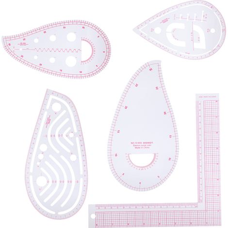 Règle Courbe de Couture 5 Pièces avec Échelle pour Patronnage et Tracé (1/5)