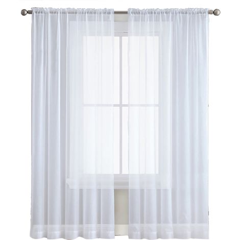 Voilages pour Salon et Chambre - 2 Panneaux Semi-Transparents en Voile Blanc, avec Empiècement pour Tringle (140x260 cm) (1/5)