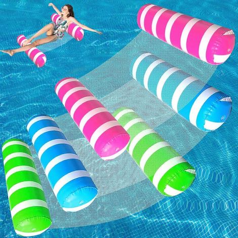Lot de 3 bouées gonflables pour adultes, hamac aquatique multifonction 4 en 1, chaise longue et flotteur, radeau flottant robuste pour piscine, plage et lac. (1/5)