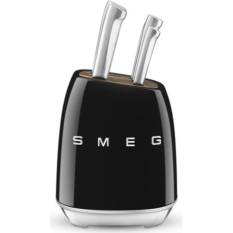 Smeg – Bloc de 6 couteaux en acier inox allemand – Couteau de chef, couteau à viande, couteau à légumes, couteau utilitaire – KBSF02BL