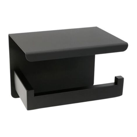 QORVA-Distributeur papier WC avec étagère LOFT-GAME noir mat - Noir