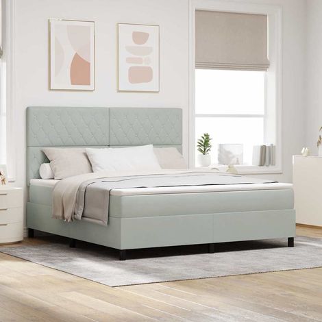Lit à ressorts avec matelas Gris clair 180 x 200 cm Velours (1/5)