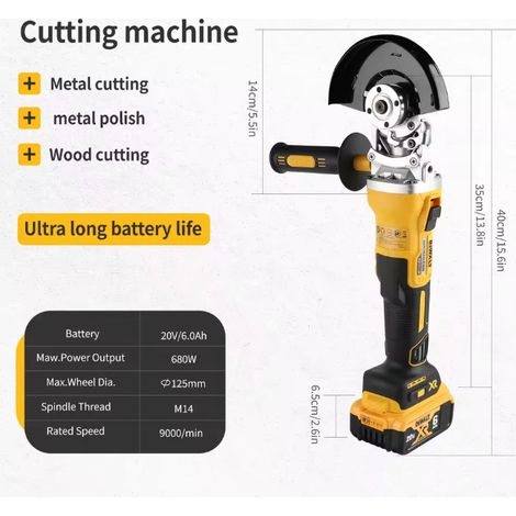 DEWALT DCG405FN Meuleuse d’angle 18V XR tête plate brushless 125mm, kit batterie+chargeur, maintenance machines industrielles ébavurage (1/5)