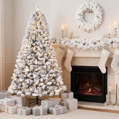 Sapin de Noël Lumineux LED 135CM -150 Lumières Blanc Chaud- PVC-Socle en Métal-Décoration de Noël (1/5)