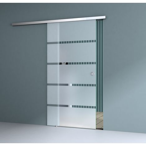 Durovin Bathrooms Internal Glass Sliding Door - Frosted Sections - 900mm - Round Handle
