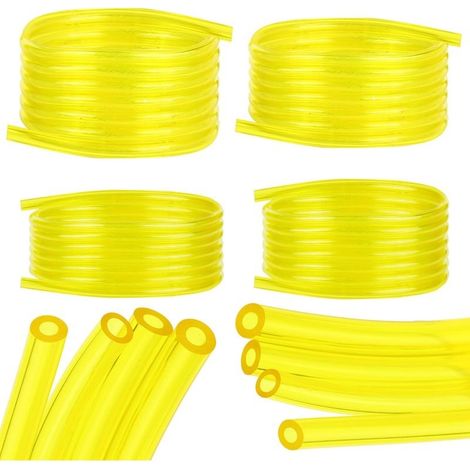 Tuyaux d'essence et d'huile transparents jaunes de 1,5 m (2 x 3,5 mm, 2,5 x 5 mm, 3 x 5 mm, 3 x 6 mm), pour tondeuse à gazon. Tuyau en PVC. (1/5)