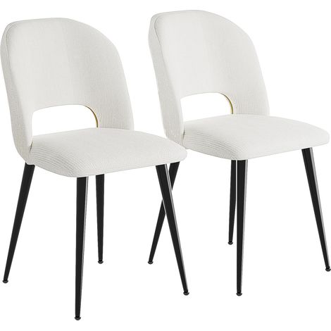 Hofuton Lot de 2 Chaises de Salle à Manger Scandinave Fauteuil Assise Rembourrée en Velours Côtelé Pieds en Métal pour Cuisine Salon Chambre Bureau, Beige (1/3)