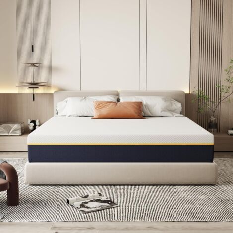 [JAMAIS UTILISÉ] DEWINNER Matelas 120 x 190 cm à mémoire de forme, Haut 21 cm, Matelas en Mousse à mémoire de Forme, éponge en fibre de charbon de bambou, Double matériau, Fermeté Moyenne, Anti-humidi