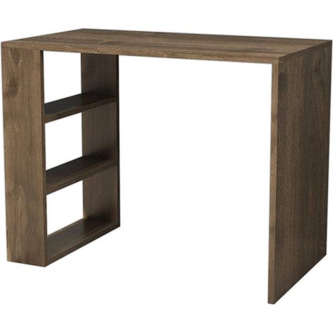 Bureau gain de place avec multiples étagères apparentes Cool - Noyer (1/4)