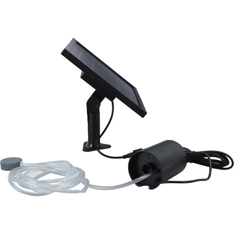 Pompe à air solaire avec 2 pierres à bulles et tuyau, 8 W, 10 V, 2400 mAh, ABS et polysilicium, pour bassin et piscine. (1/5)