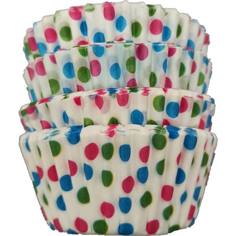 100 mini caissettes à cupcakes en papier alimentaire résistantes à la chaleur motif pois encre soja 5x3cm Ø6cm (1/4)