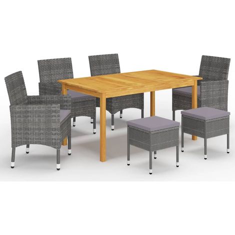 vidaXL Set Mobili da Pranzo per Giardino 7 pz Grigio (1/5)