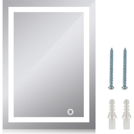 Miroir de salle de bain 50x70cm miroir mural avec éclairage LED modèle Carré (1/5)