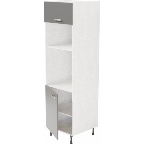 Colonne de rangement - Encastrements four et micro-ondes - Gris (1/4)