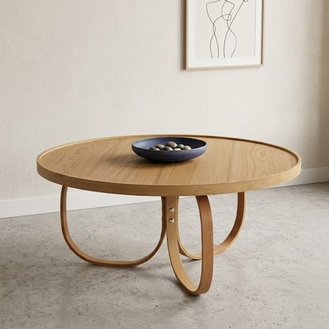 Couchtisch Chiavenna, Rund, Tischplatte aus Holz, Farbe Braun, 100x100x46 cm Eiche Braun (1/4)