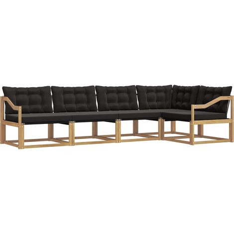 Outdoor Sofa Set with Cushion 5 pcs White and Black vidaXL (1/5)