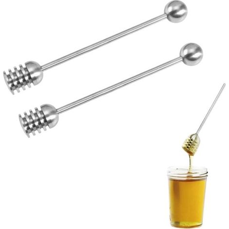 Lot de 2 cuillères à miel en acier inoxydable - Cuillères à miel - Manche long - Argent - 2 x 16 cm (1/5)
