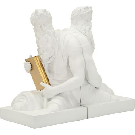 Lot de 2 Serre-Livres Déco "Poséidon" 25cm Blanc