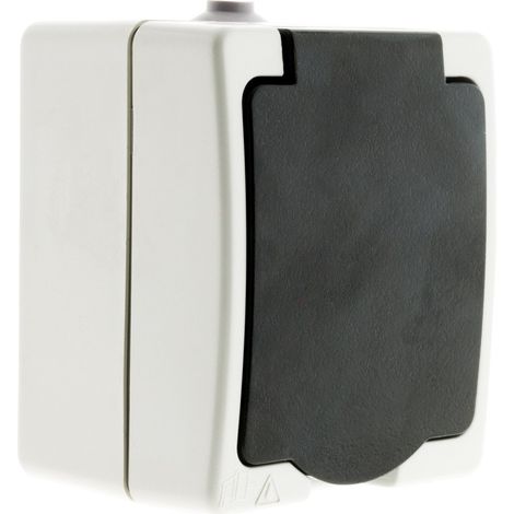 Prise Aquae étanche en saillie 16A 2P+T IP54 - Blanc et Noir - Zenitech (1/5)
