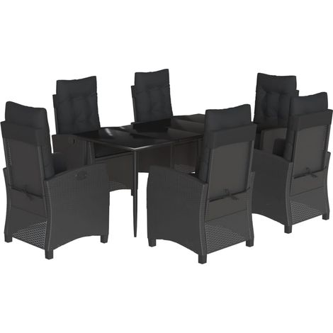 Maison Exclusive - 7-tlg. Garten-Essgruppe mit Kissen Schwarz Pol (1/5)