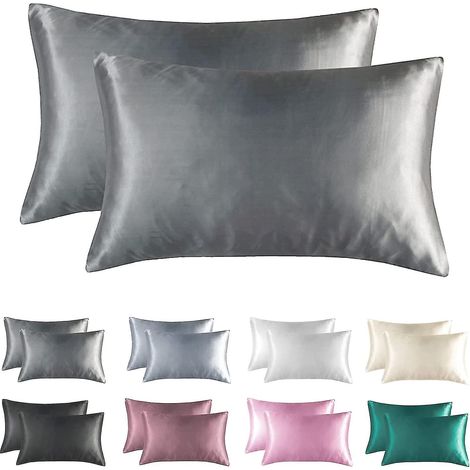 Satin Pillow Case Standard Size Set Of 2 Soft And Silky Anti-wrinkle (1/3)