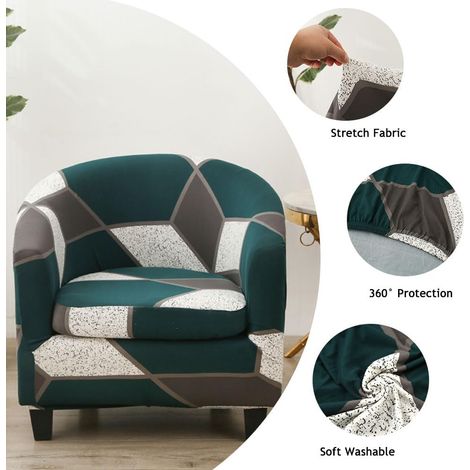 Funda de dos piezas para sillón club, verde oscuro, estilo Chesterfield, para comedor/bar.