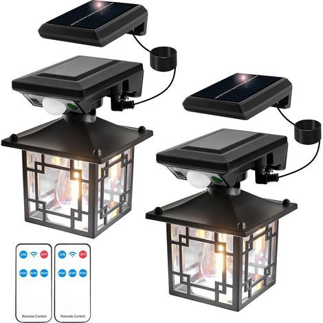 2 Pièces Applique Murale Solaire Vintage Extérieure, Lampe Solaire Exterieur avec Detecteur de Mouvement, Lumière Jardin étanche IP65, Puissante Lampe Exterieur Murale(Séparable) (1/5)