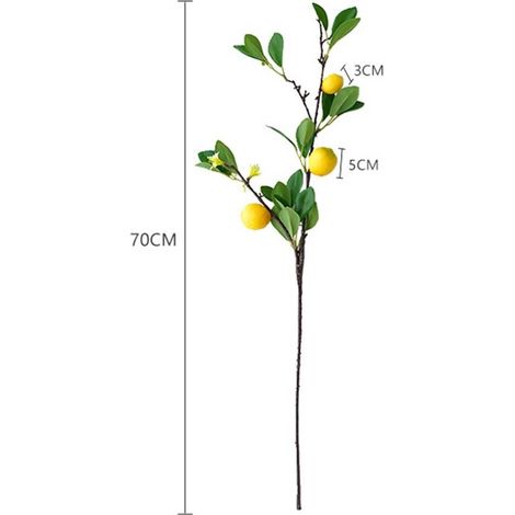 Composition florale naturelle fraîche, pour restaurants, hôtels, décoration intérieure, plantes vertes, fruits citron, branche de citron, fleur artificielle, 3 têtes (1/5)