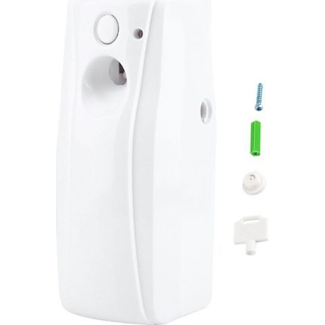 Dispensador de ambientador, dispensador de polvo en aerosol, dispensador automático de ambientador en polvo para montaje en pared con tapa lubricante. (1/4)