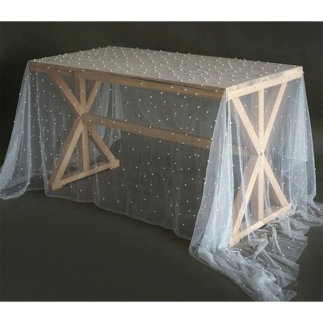 Perlweißer Chiffon-Tischläufer, ideal als Dekoration für Hochzeiten und Junggesellinnenabschiede (Weiß, 162 x 304 cm) (1/5)