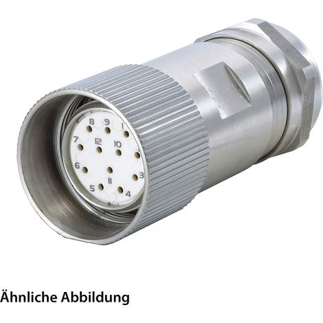 HUMMEL SET inkl. Kontakte M23 Signal INOX Kabelsteckverbinder, Löteinsatz gerade Polzahl 11+PE, Buchse Kabelabgang gerade, Klemmbereich 3,0mm - 7,0mm - 1 Stück