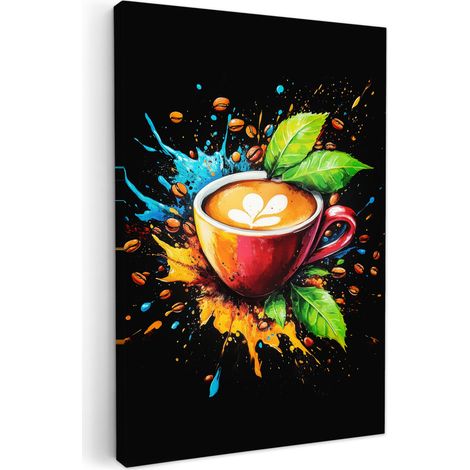 CUADRO EN LIENZO Café - Graffiti - Beber - Abstracto Decoracion Pared Salon 20x30 cm