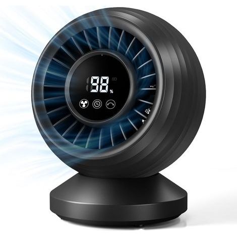 Ventilateur de Table Silencieux 22 dB, Circulateur d’Air 3D Turbo, Oscillation 120°, 7 Vitesses, Batterie 8000mAh, Écran Tactile LED, Ventilateur de Bureau pour Chambre, Salon et Bureau – Noir (1/5)