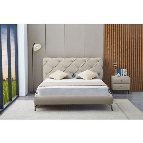Lit Capitonné Beige Luxuria (Taille: 140 X 190 CM) (1/2)